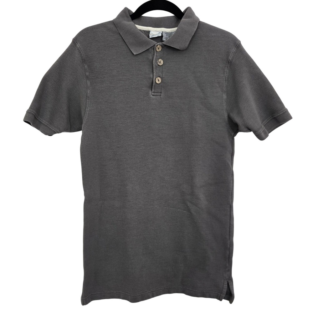 Vtg Y2K OP Sport M Grey Textured Ribbed Knit Polo Shirt Faded Gray Surf Skate